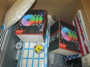 box of scotch tape, led colored com...