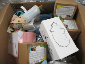 box of cat and dog toys ...