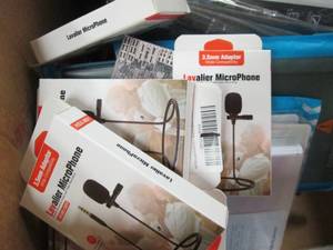 box of microphones, planners, tempe...