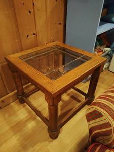 End Table with Leaded Glass Top