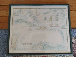 Framed West Indies Map