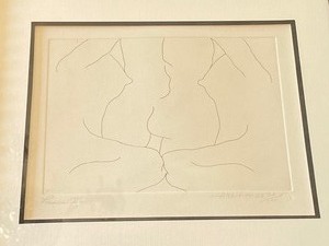 lot 23 image: Abstract Framed Drawing (Print) Entitled, Lines II