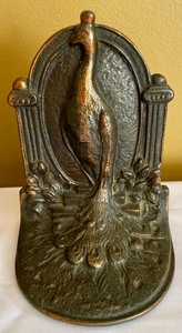 lot 68 image: Antique Wiedlich Brothers Peacock Birds of Paradise Bookends