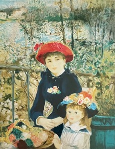 lot 2 image: Two Sisters Hand-Pulled Renoir Lithograph Marked with the Renoir Cachet Authenticated and Signed by Paul Renoir
