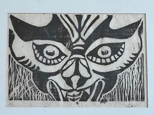 lot 133 image: Vintage Etching of an Ornamental Mask