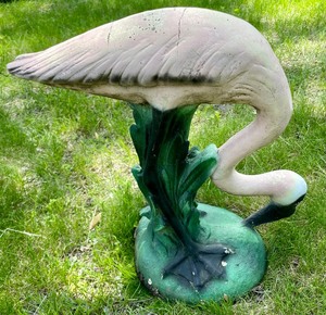 lot 176 image: Fantastic Cement Pink Flamingo Decor