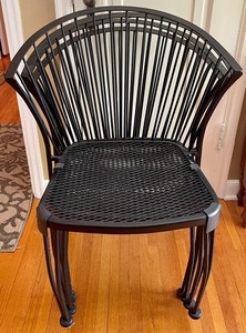 lot 234 image: Black Stackable Metal Patio Chairs
