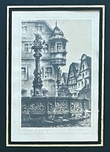 lot 251 image: Fountains of St. George Vintage Framed Etching