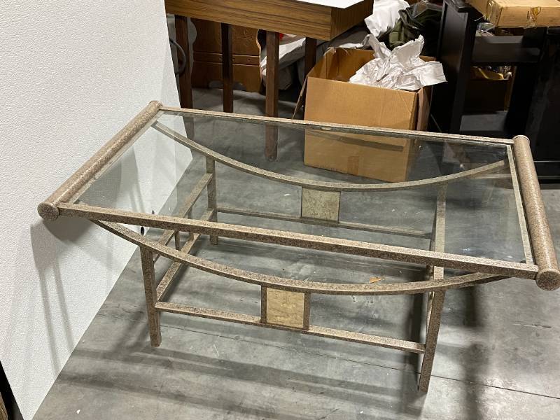 Metal Coffee Table with Glass Top