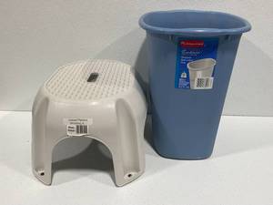 Trash Can and Step Stool