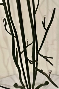 Decorative Metal Branch and Twig Motif Lamp with a Wicker Lamp Shade