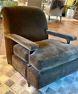 Pair of Luxurious Dark Brown Upholstered Arm Chairs by The Hickory Chair Company
