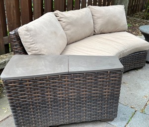 Lovely Curved Patio Sofa and Accent Table