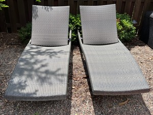 Pair of Adjustable FrontGate Balencia Bronze Chaise Lounge Chairs