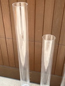 Three Large Glass Cylinder Floor Vases
