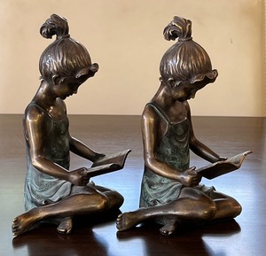 Pair of Charming Girl Figurine Bookends