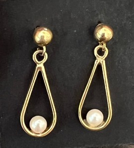Petite 14k and Pearl Dangle Earrings