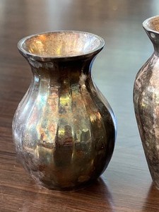 Set of Three Miniature Restoration Hardware Silver Tone Vases