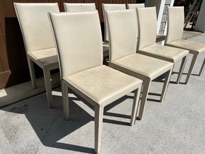 Set of Eight Crate and Barrel Folio Leather Side Chairs