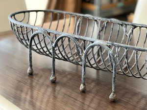 Oval Shaped Metal Footed Decorative Basket