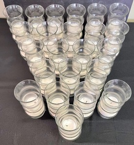 24 Glass Vases with Sand and Candles