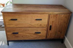 Beautiful Walnut with Steel Base Filing Cabinet