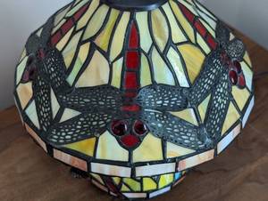 Miniature Stained Dragon Fly Design Glass Lamp