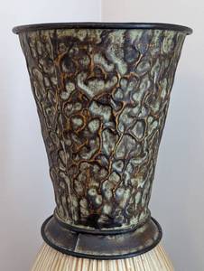 Metal and Ceramic Floor Vase
