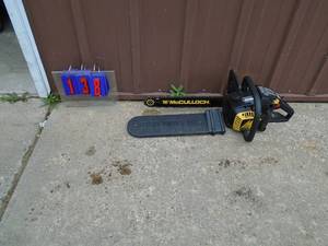 McCullough CS38EM 16 chainsaw. Paint is hardly scratched on blade. Tested & works. As shown.