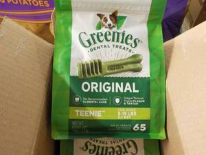 lot 59 image: Case of 6 - 18 oz Bags Greenies Den...