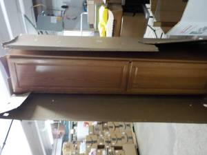 lot 156 image: Wood Pantry Cabinet 19 x 92 Has so...