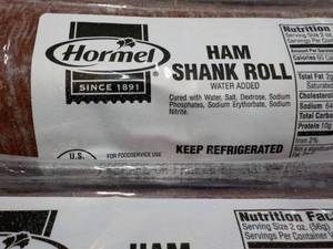lot 191 image: Case of 5 Hormel Frozen Ham Shank R...