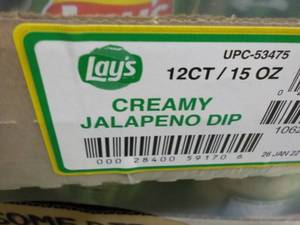 lot 338 image: 12 Pack Lays Jalapeno Dip...