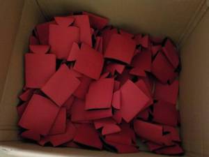 lot 345 image: Box of 100 Red Collapsible Koozie C...