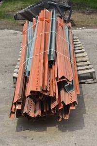 Large quantity of tear drop style drive through push back pallet racking (4 pallets of parts included)