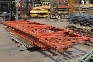 Qty (8) 6 x 4 cross beams (4) 10 3.5 Cross beams and (2) 16 x 41x 3 uprights (1) 93 x 41x 3  and (4) pieces of plywood decking