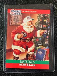 lot 16 image: 1990 Pro Set Santa Claus Head Coach Card