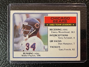 lot 27 image: 1983 Topps Chicago Bears Team Leaders Walter Payton Card #28