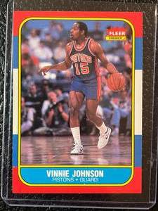 lot 112 image: 1986 Fleer Vinnie Johnson Card #56