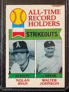 lot 127 image: 1979 Topps Nolan Ryan Walter Johnson Strikeout Record Holders Card #417