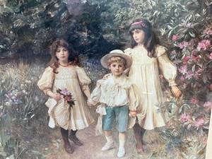 Girls and Boy Walking Print