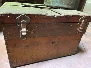 Vintage Metal Can and Wood Box