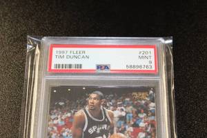 lot 5 image: 1997-98 Fleer Tim Duncan #201 Rookie Card PSA 9