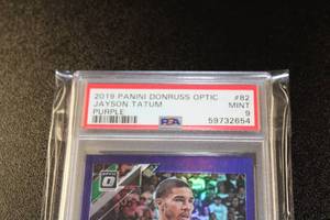 lot 6 image: 2019-20 Donruss Optic Purple Prizm Jayson Tatum #82 PSA 9