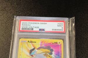 lot 8 image: 2020 Pokemon Sword & Shield Vivid Voltage Amazing Rare Raikou #050185 PSA 9