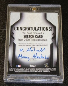 lot 30 image: 2020 Topps Sketch Card Manny Machado Case Hit 11  Only 1 Exist