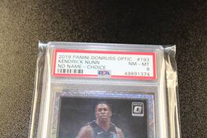 lot 89 image: 2019-20 Donruss Optic Choice Prizm Kendrick Nunn #193 Rookie Card PSA 8