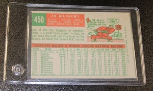 lot 91 image: 1959 Topps Ed Mathews #450