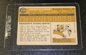 lot 93 image: 1960 Topps Harmon Killebrew #210