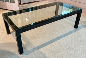Black Metal Table with a Glass Top